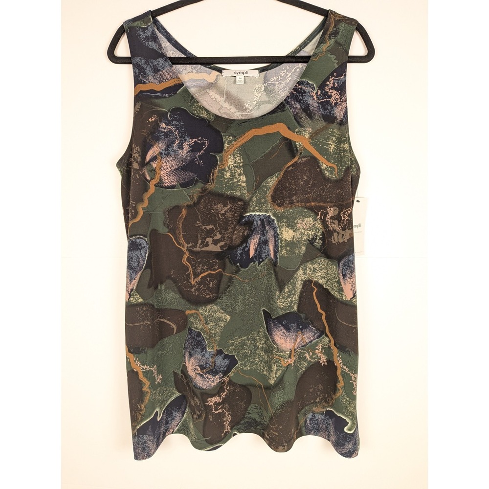 NEW Sympli Go To Tank Relax Size 16 Print Abstract Floral Side Slits
